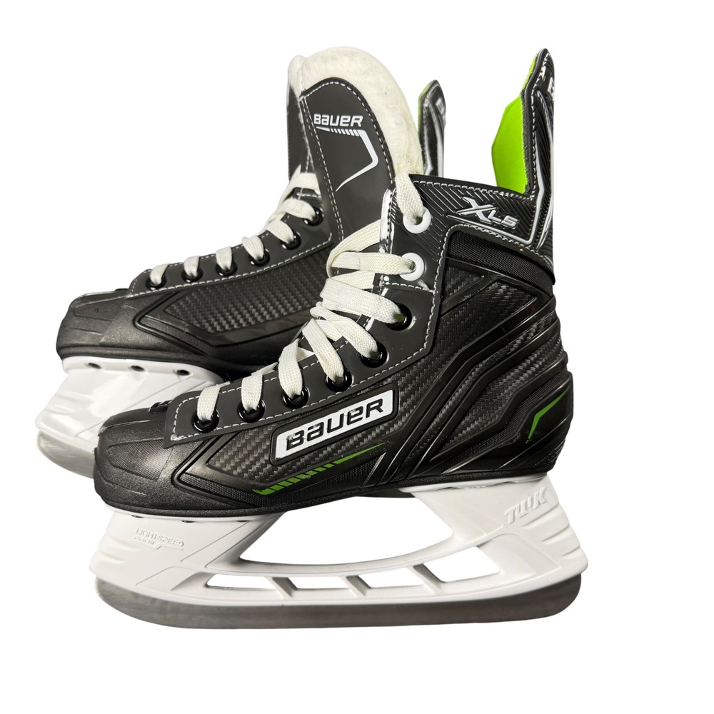 Bauer XLS Youth Ice Hockey Skates Black Green Size 2 Tuuk Lightspeed Pro II